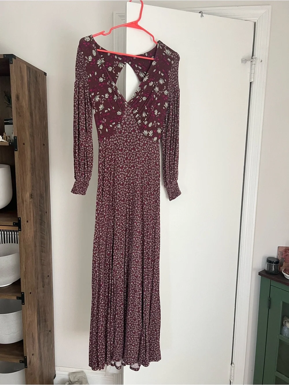 Free People Burgundy Floral Maxi Dress